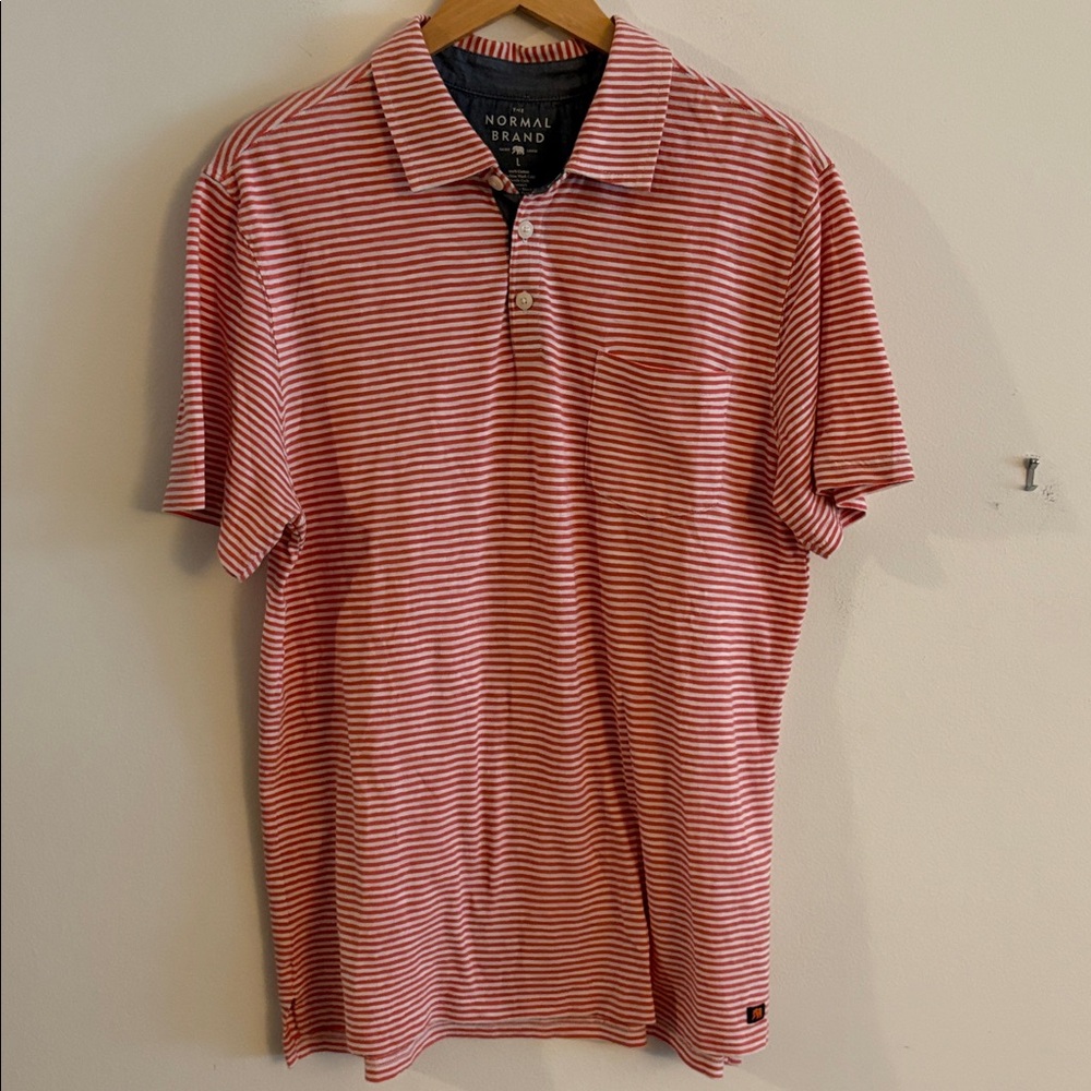 The Normal Brand Striped Short Sleeve Pocket Polo Shirt Size Large